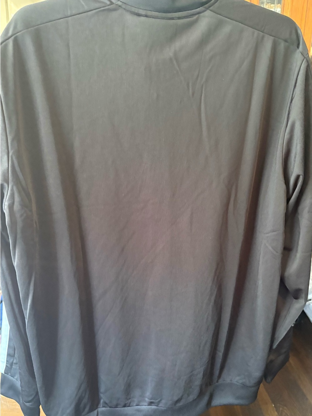 Adidas Black Full Zip Track Jacket Three Stripe Sleeves - Picture 5 of 7